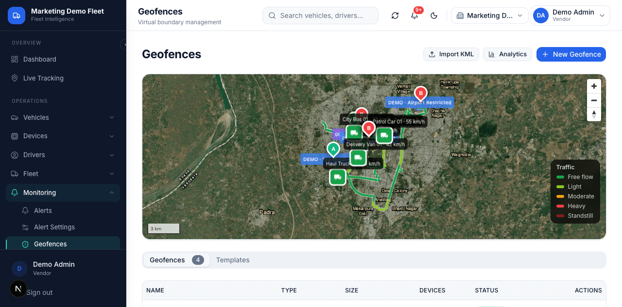 BhugoliX Geofences screen